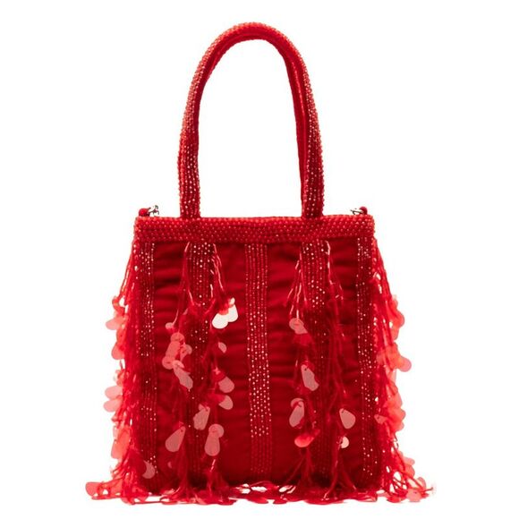 Frances Valentine Handbags - Frances Valentine Gatsby Mini Velvet Tote, Red